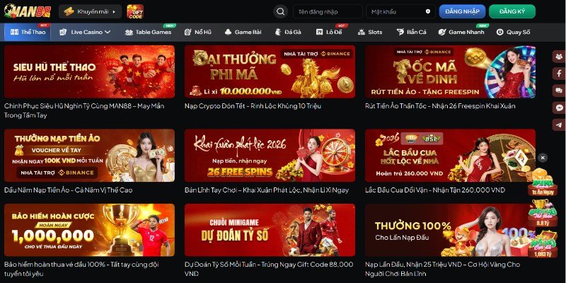 Giới thiệu khuyến mãi Man88